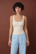 Майка Coco однотонна з коричневою вишивкою, Вершковий, OneSize