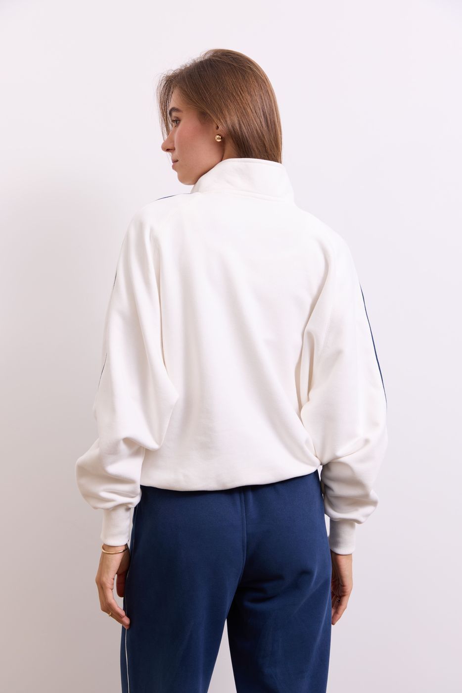 Світшот Classic in Motion Half Zip, Молочний/Синій кант 01415 фото