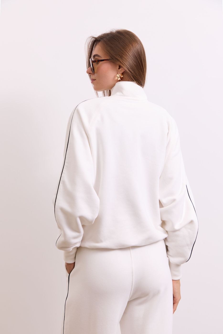 Світшот Classic in Motion Half Zip, Молочний/Чорний кант