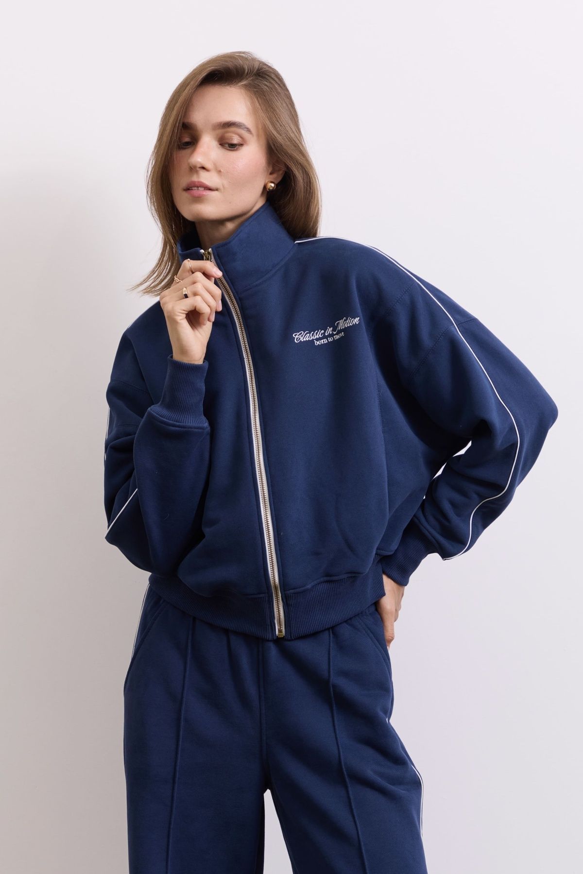 Світшот Classic in Motion Full Zip, Темно-синій