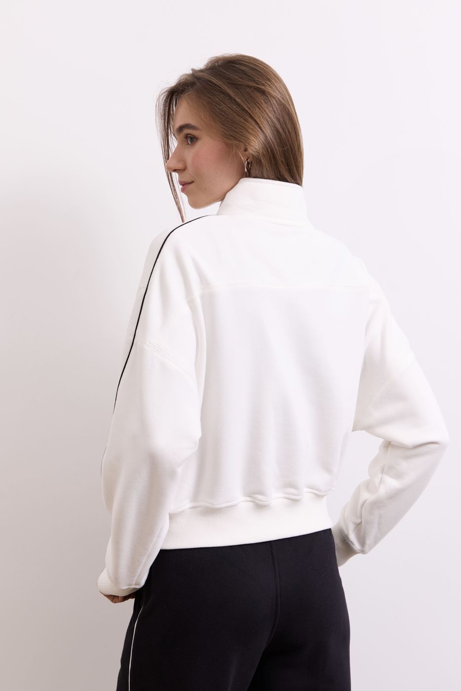 Світшот Classic in Motion Full Zip, Молочний/Чорний кант