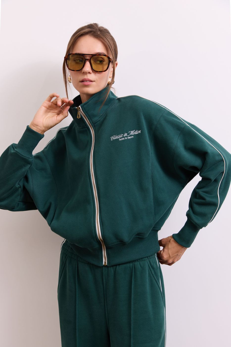 Світшот Classic in Motion Full Zip, Темно-зелений 01423 фото